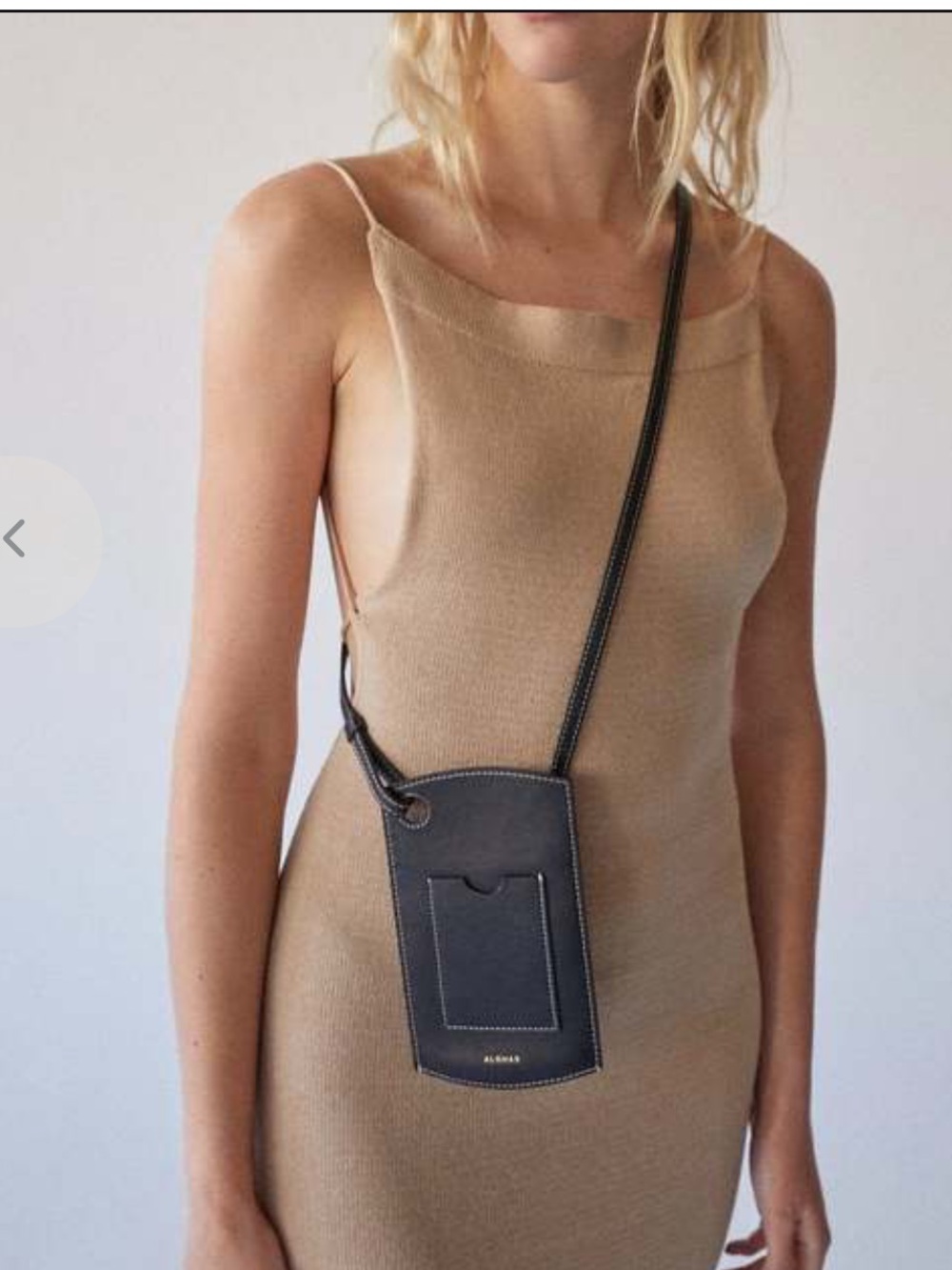 ALOHAS Black Leather Crossbody Phone Pouch with Card Slot